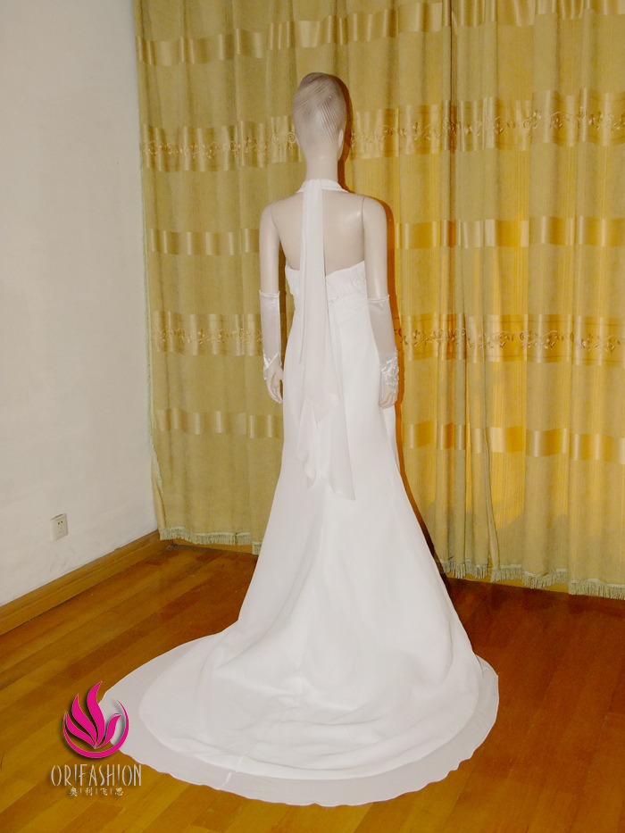 Orifashion HandmadeReal Halter Silk Chiffon Wedding D